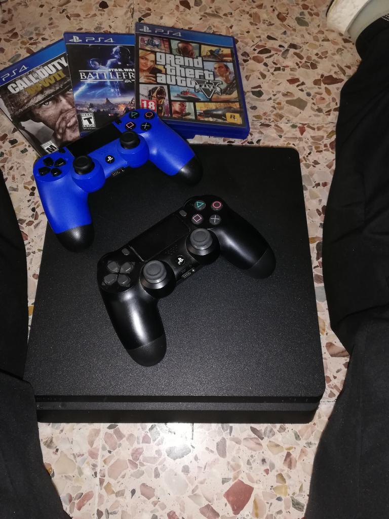 Play 4 Slim 1tb Dos Controles 2 Juegos