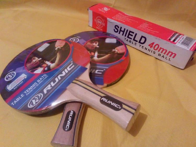 RAQUETAS DE TENIS DE MESA RUNIC SET DE 6 PELOTAS SHIELD DE