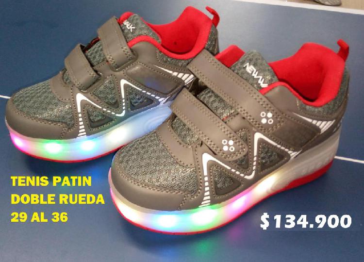 TENIS PATIN DOBLE RUEDA Y LUCES LED 29 AL 36