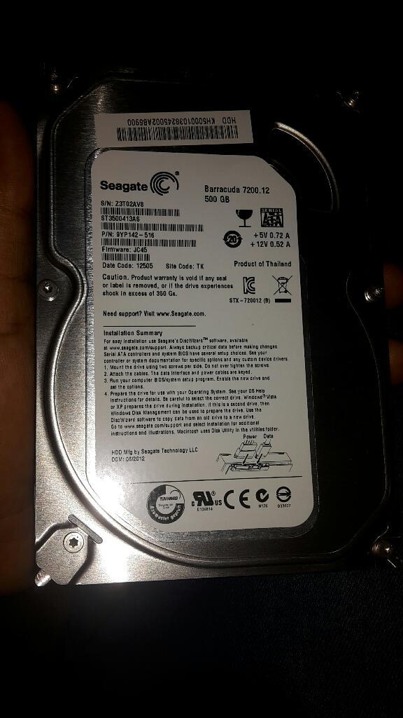 Disco Duro 500 Gb /  Rpm Testeado