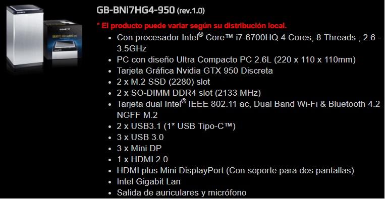 Mini Pc Gaming Brix UHD de Gigabyte