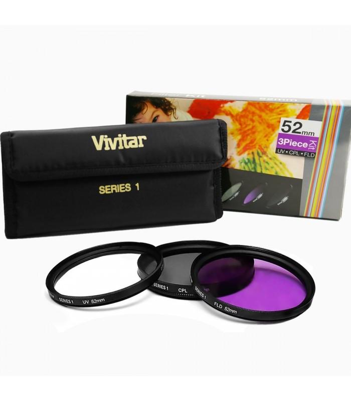 Kit de 3 Filtros VIVITAR 52mm Contiene: UV CPL FLD