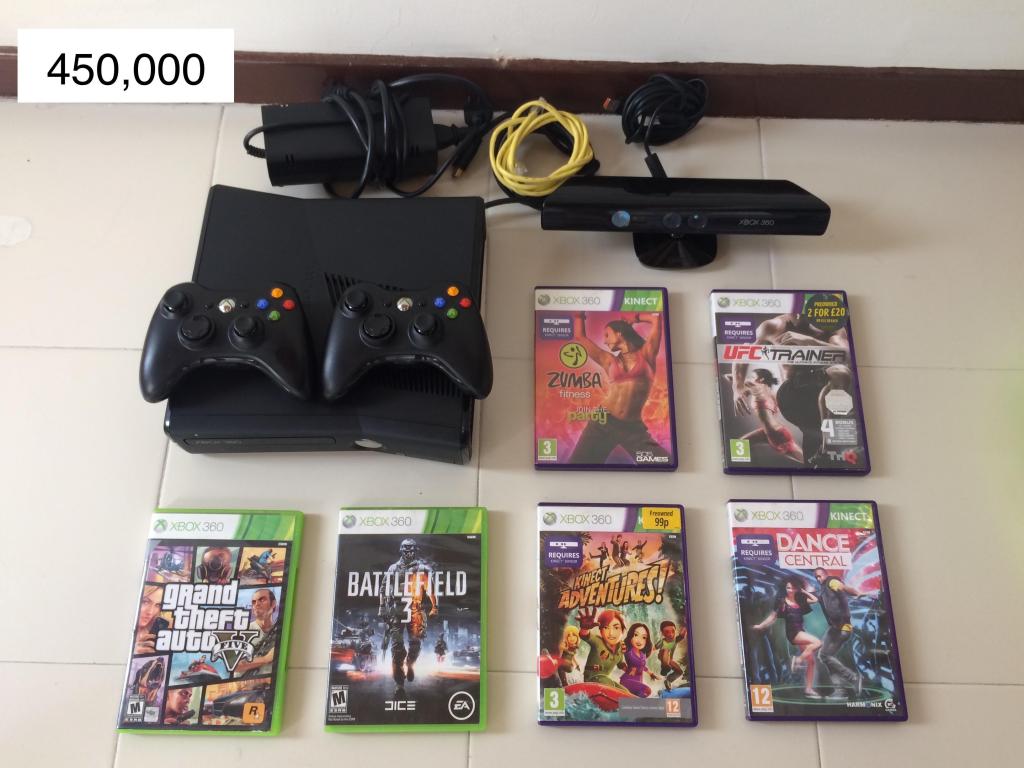 Xbox 360 Slim Kinect GTA5 Battlefield 3 2 controladores