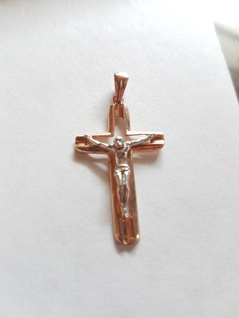 Dije Cristo Oro Blanco Y Oro Rosa