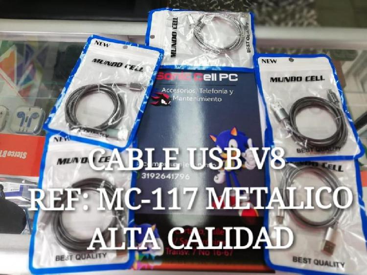 Cable Filtro 3 MTS Enmallado OTG tipo C y V8