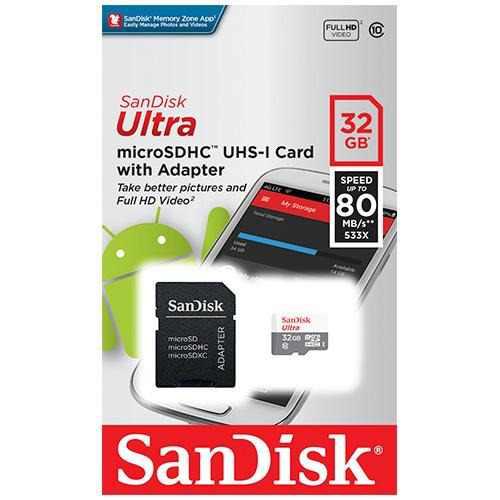 Memoria Micro Sd Sandisk 32 Gb Clase 10, 80mbps X Seg