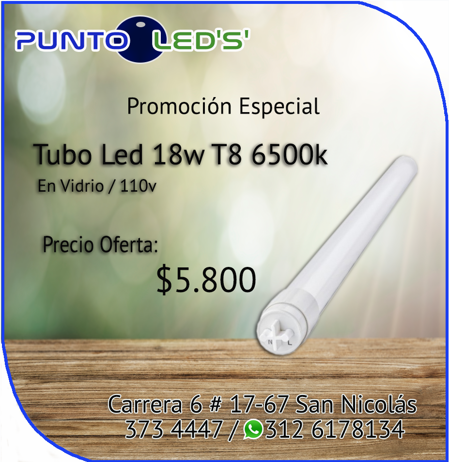 Tubo Led 18W Tk Blanco Vidrio