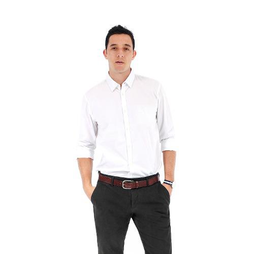 Camisa Manga Larga Reade Color Siete Para Hombre - Blanco