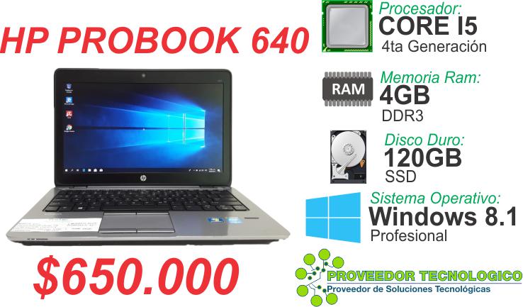 PORTATIL HP PROBOOK 640 COREI5 4TA GENERACION RAM 4GB DISCO