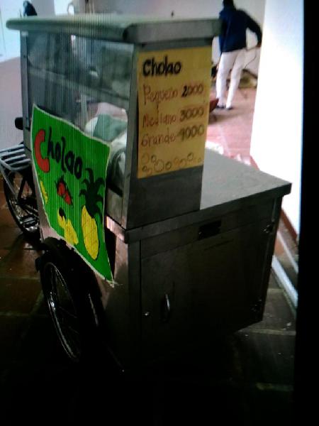 Triciclo con mueble en acero inoxidable para comidas rpidas