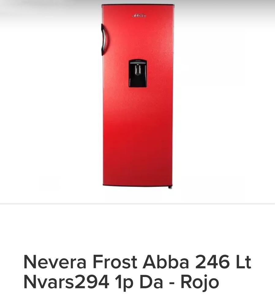 Nevera marca Abba bajo consumo energético color rojo