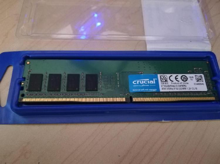 Memoria DDR4 4 GB Bus 2133 Marca Crucial