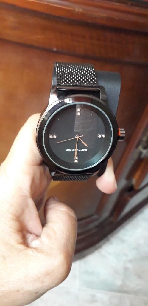 Hermoso Reloj Negro, Original, Diamond