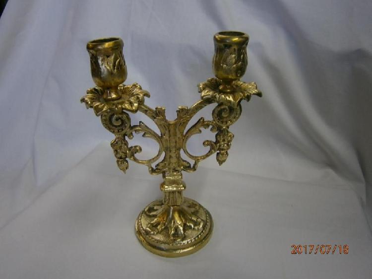 CANDELABRO BRONCE 2 LUCES BASE REDONDA