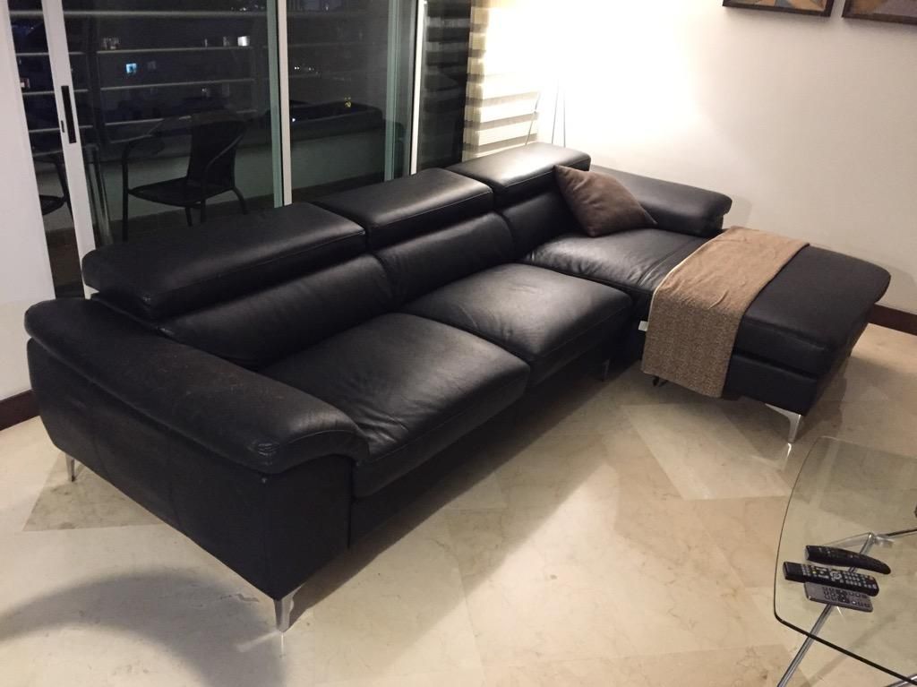 Sofa L Modular de Cuerina Negro
