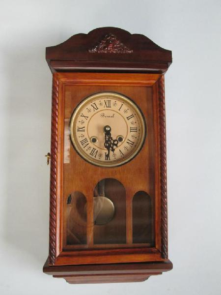Reloj Péndulo De Pared En Madera y Vidrio Con Sonería