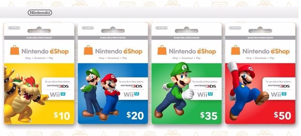 Tarjetas Eshop de Nintendo