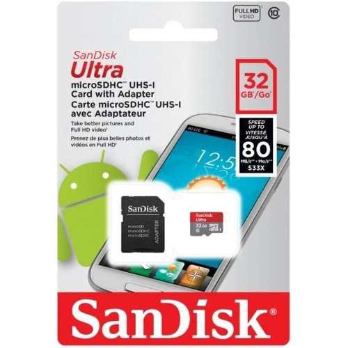 Tarjeta Micro Sd Sandisk Ultra 32gb Clase 10 82 Mb/s Full Hd