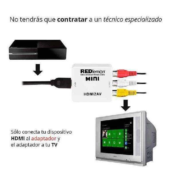 MINI CONVERTIDOR DE "Hdmi-Rca(cables rojo-blanco-amarillo)"