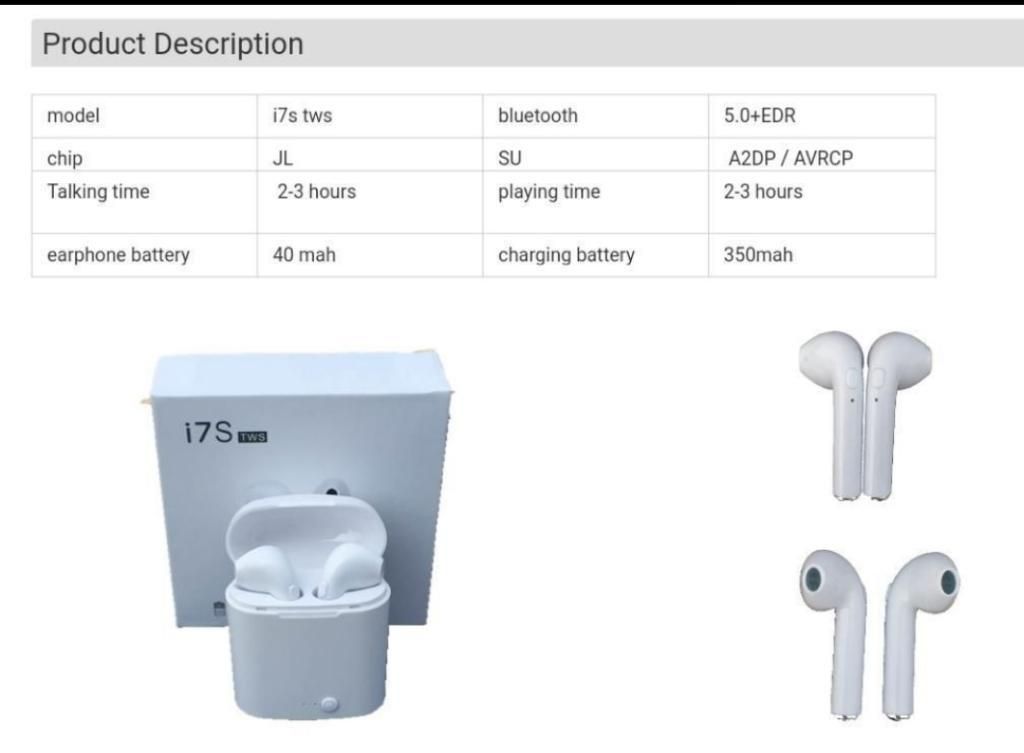 Nuevos I7s Earbuds Bluetooth Importados