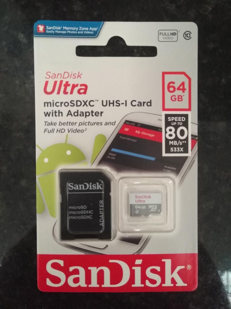 Micro Sd 64 Gb Sandisk Ultra Clase 10