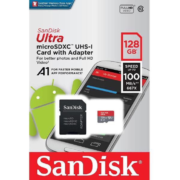 Sandisk Ultra 128gb Microsdxc Uhsi Card con Adapter 100mbs
