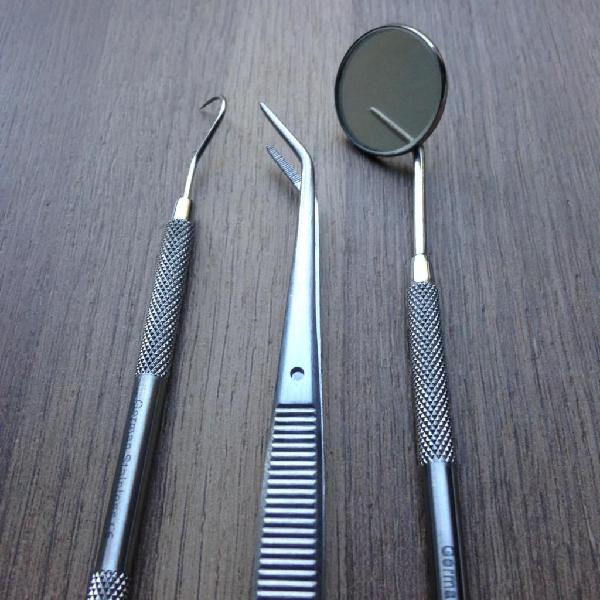 Kit basico de limpieza dental explorador, espejo, pinza