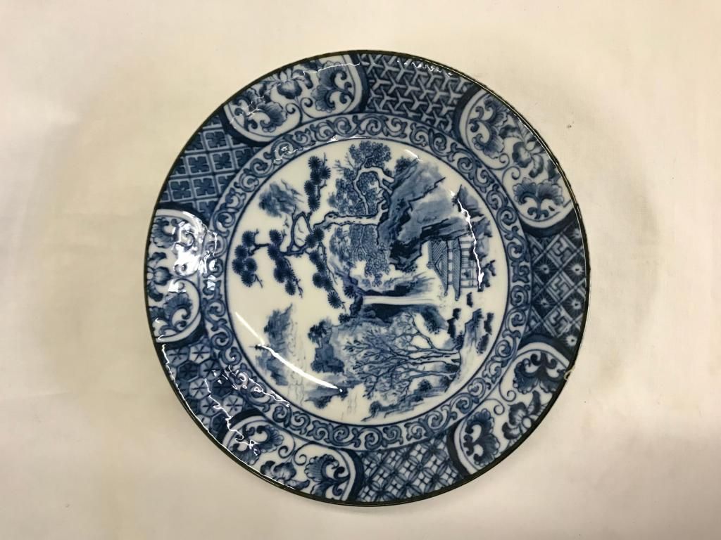 PLATO HONDO PAISAJE CHINO AZUL PORCELANA