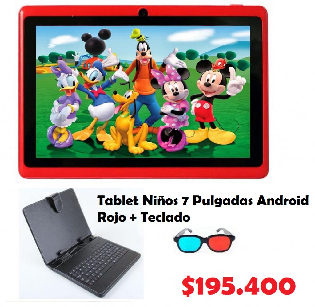 Tablet Niños 7 Pulgadas Android Rojo Teclado