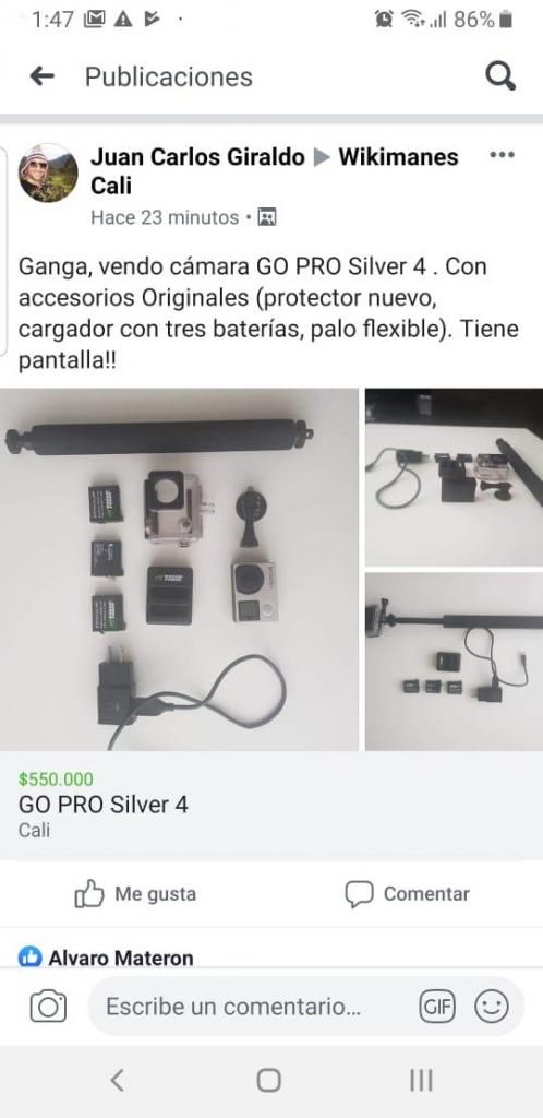 Gangazo venta camara GOPRO con accesorios adicionales