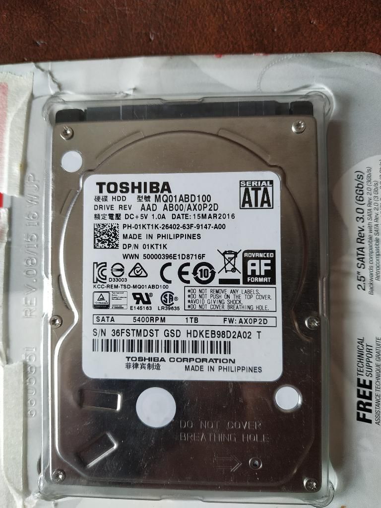 Disco Duro Toshiba 1 Tb para Portátil