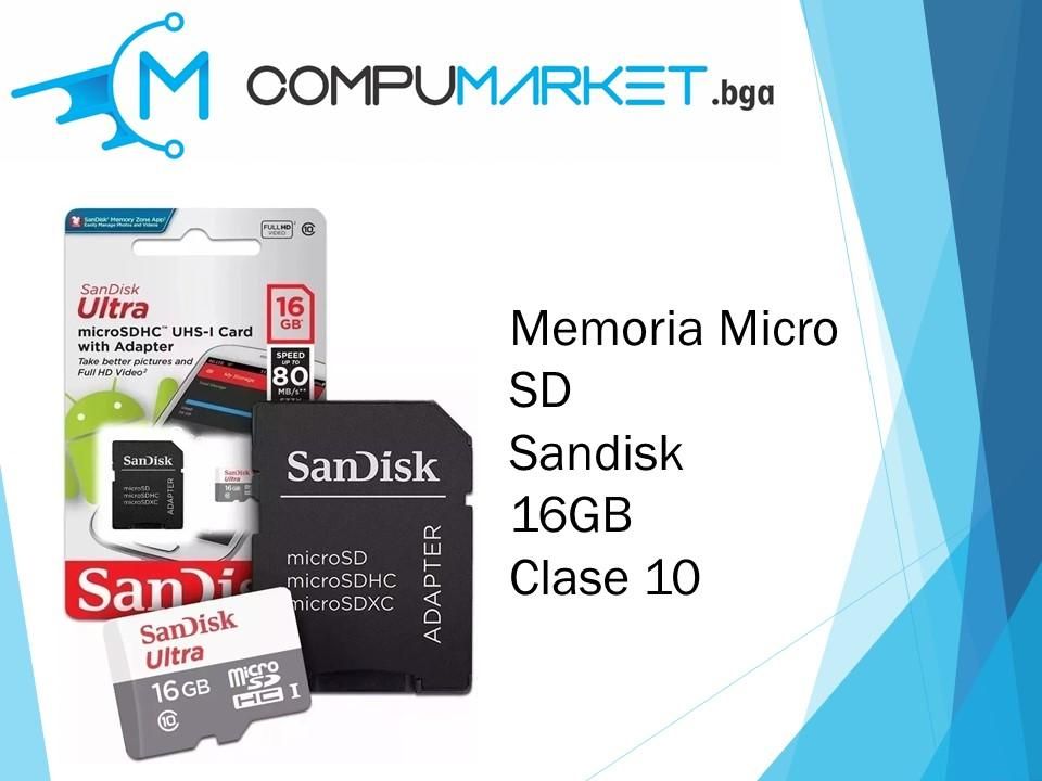 Memoria micro sd sandisk 16gb clase 10 nuevo y facturado