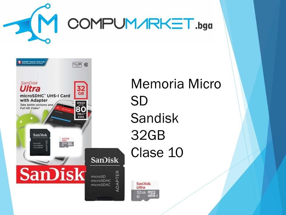 Memoria micro sd sandisk 32gb clase 10 nuevo y facturado