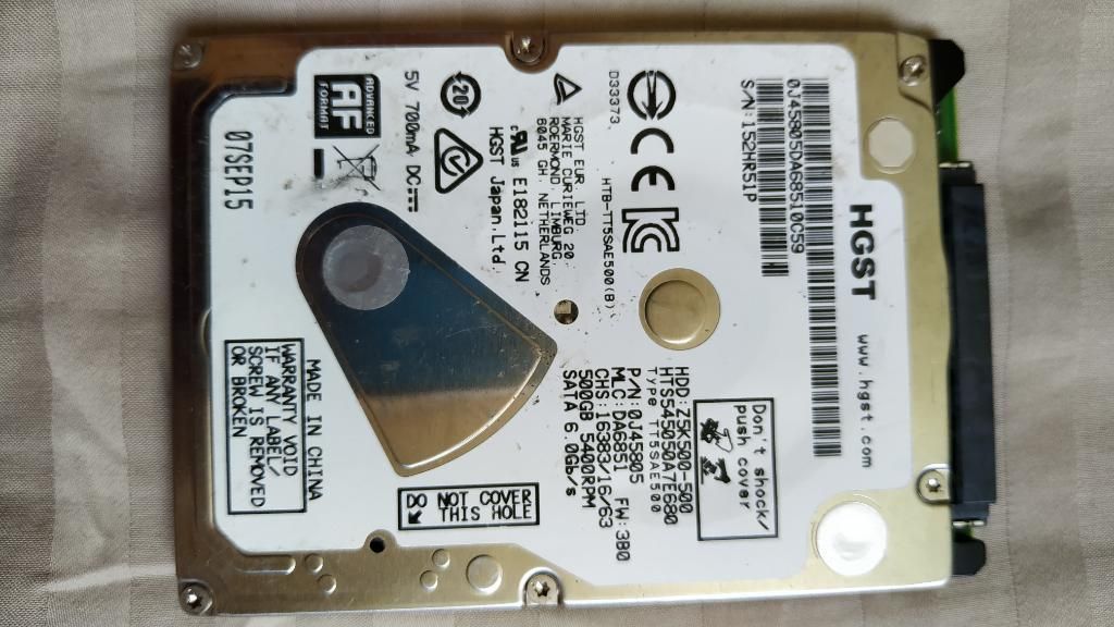 Disco Duro 2.5 Hgst 500gb  Rpm