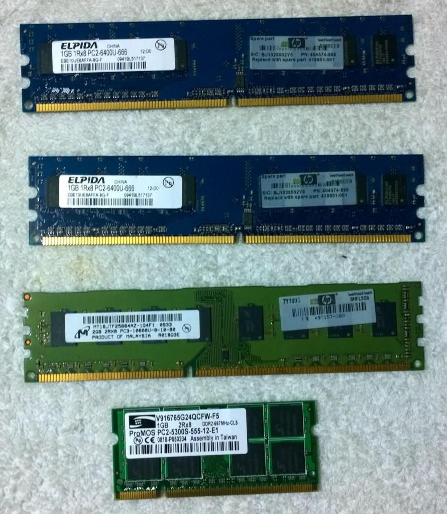 VENDO MEMORIAS RAM DDR2 Y DDR3