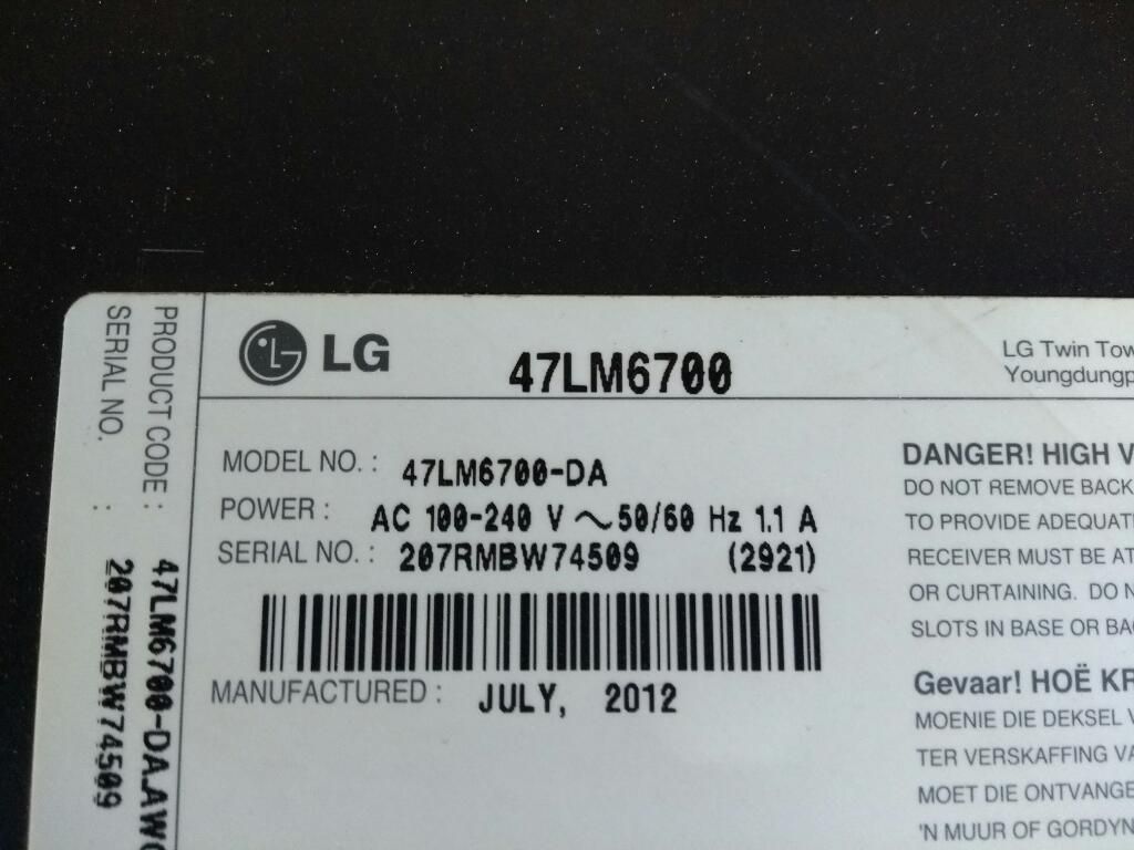 Tv Lg 47lm para Repuesto