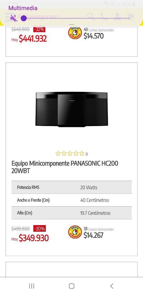 Vendo Mini Componente Panasonic