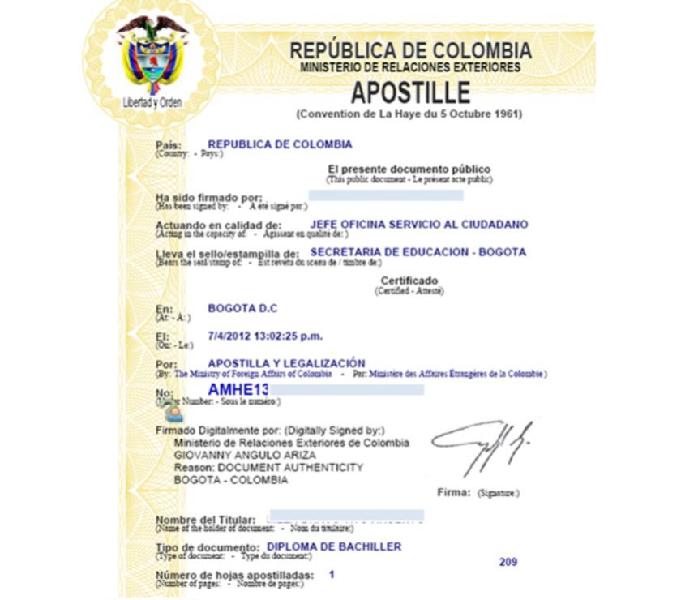 Apostilla y Legalización de documentos.