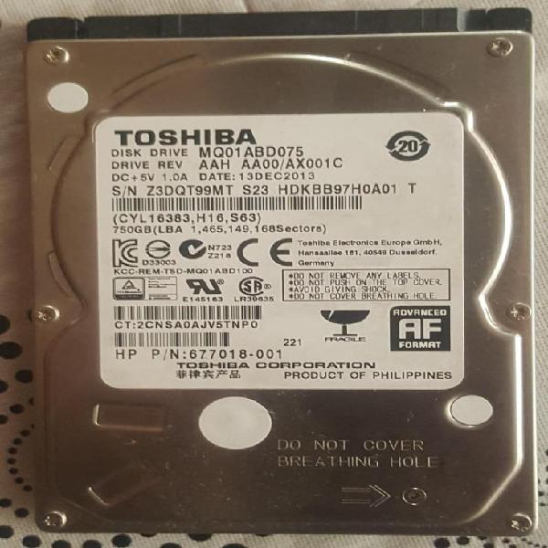 Disco duro Toshiba Sata 2 con 750Gb Poco uso