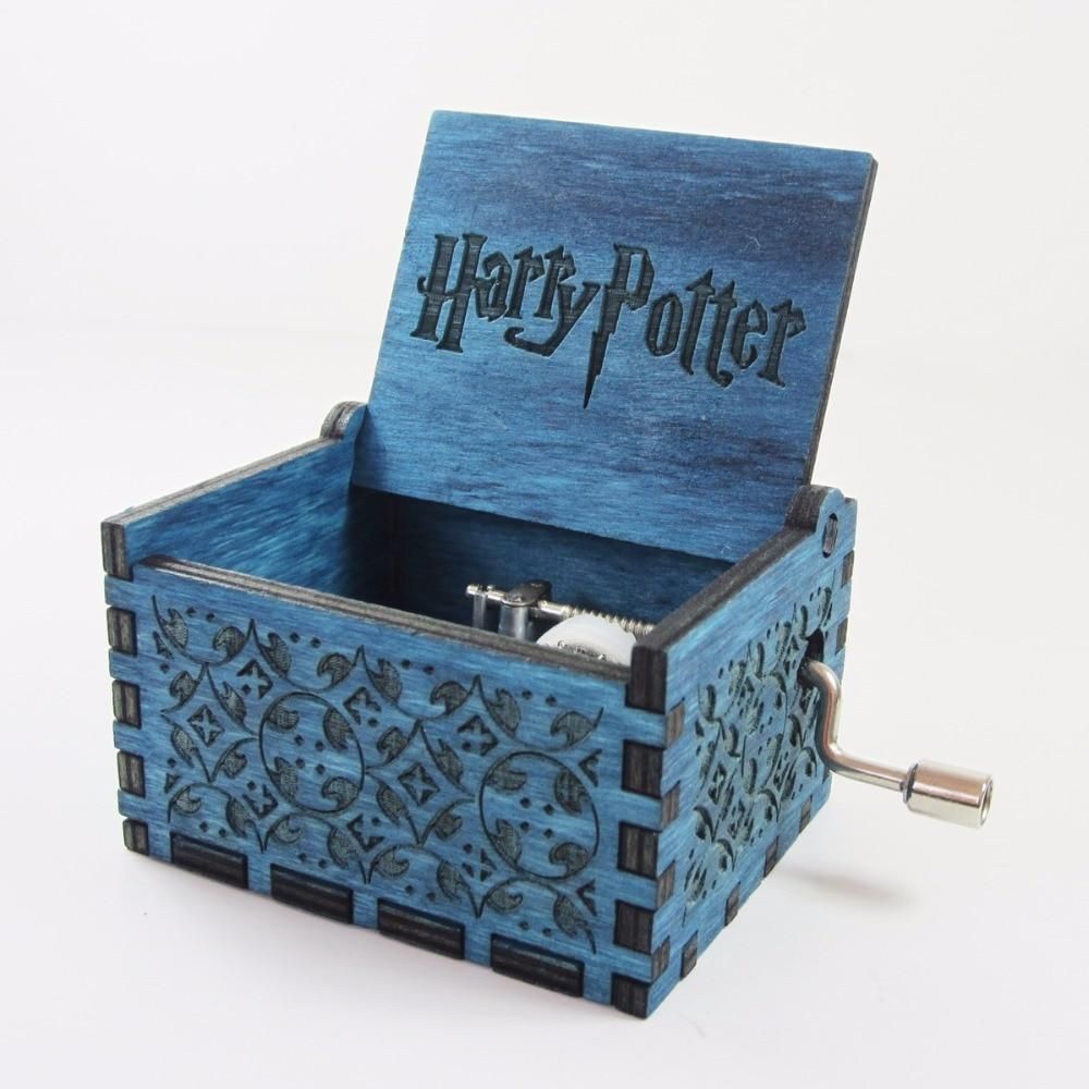 Caja Musical Harry Potter Madera Azul Regalo