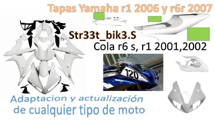 tapas yamaha r6r 2007, y r1 2006 cbr, fzr,adaptacion,