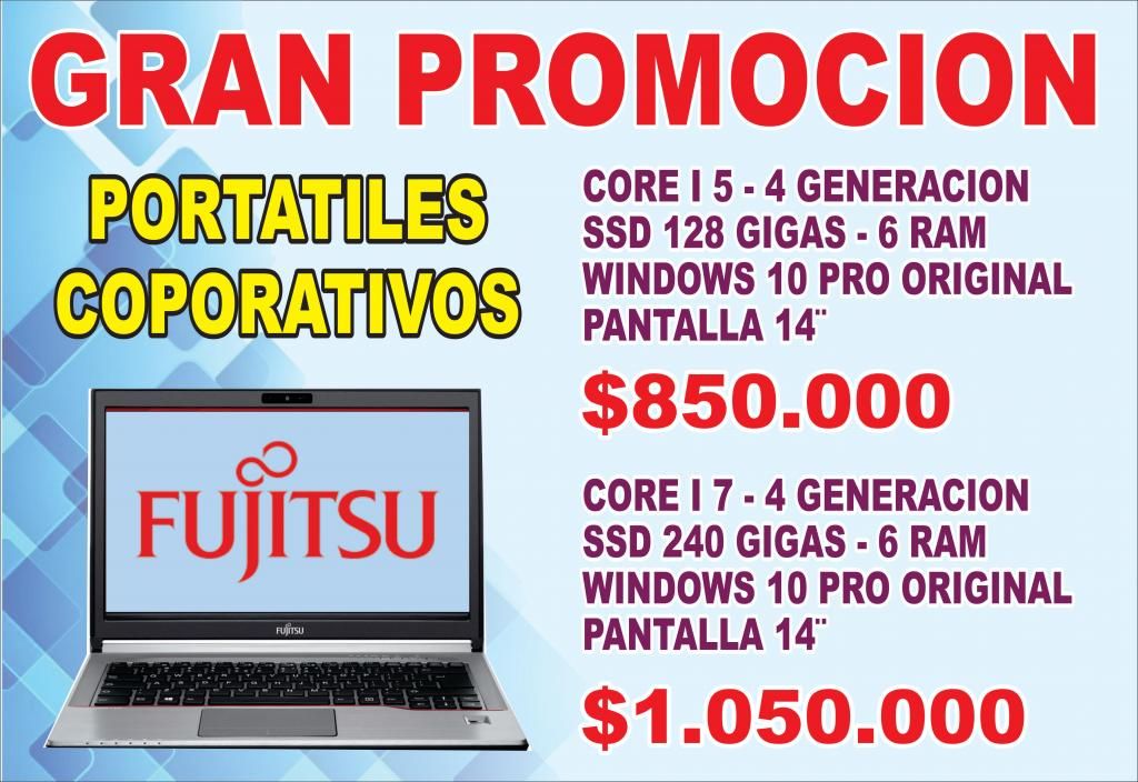 PORTÁTILES CORPORATIVOS MARCA FUJITSU