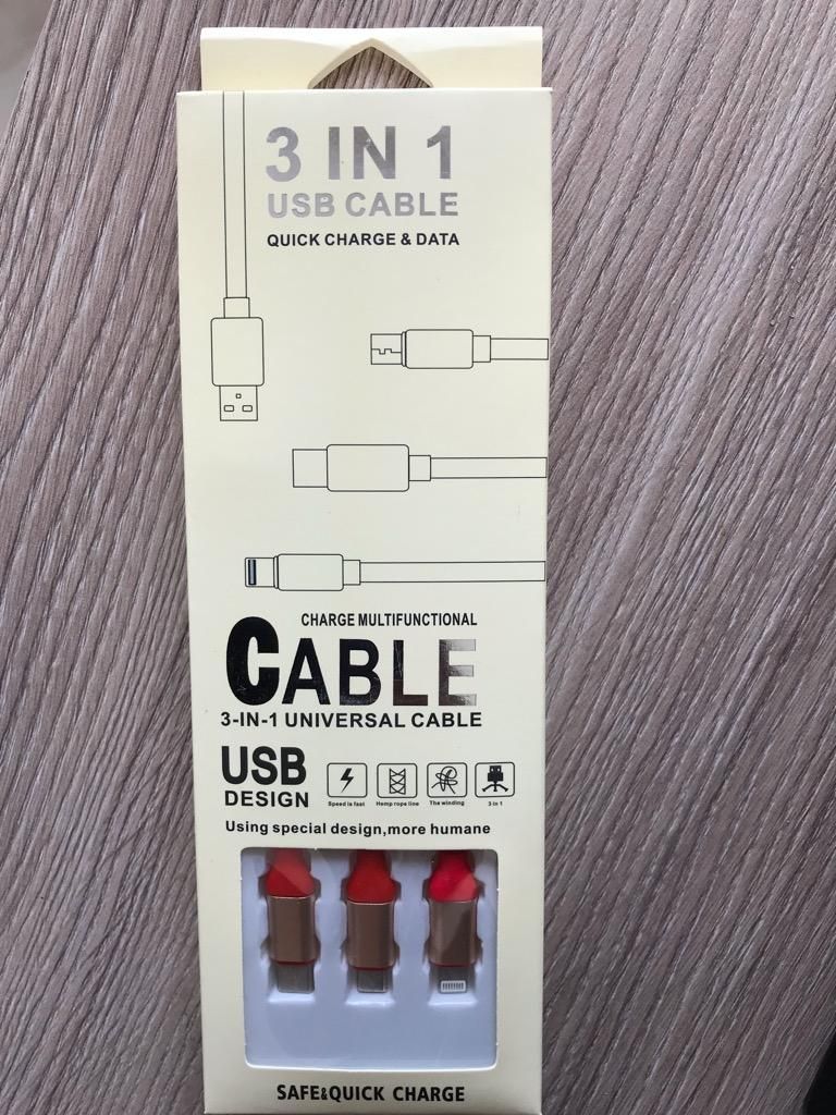 Clable Usb 3 en 1, Carga Rapida Y Datos