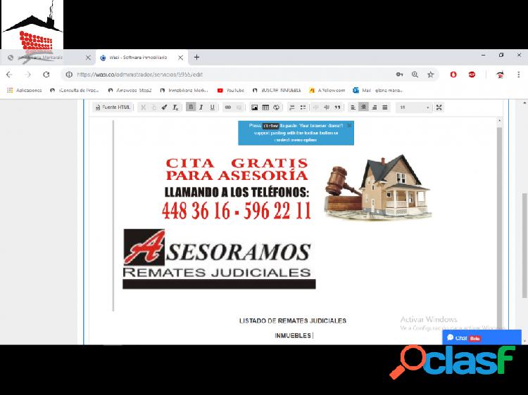 REMATE, $87.592.400, JULIO 30, LOTE DE TERRENO CON CASA DE