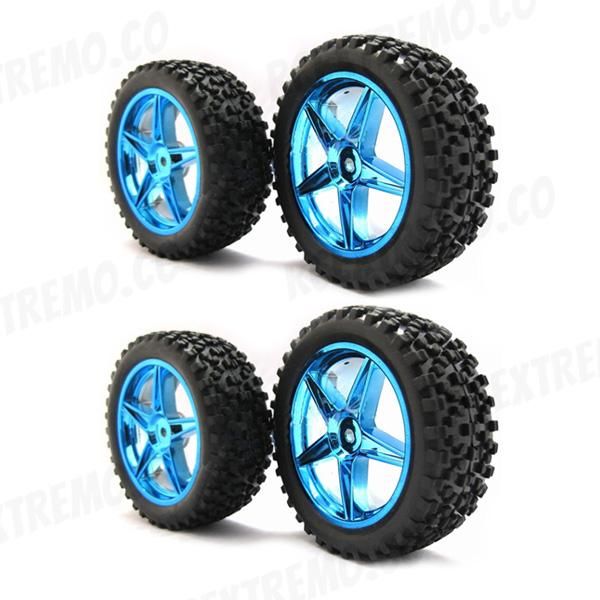  Llantas Delantera Y Traseras Con Rin Azul Buggy,