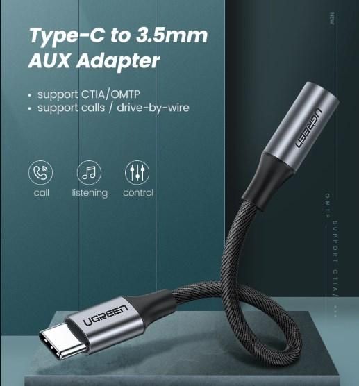 Adaptador USB TIpo C Jack 3.5 mm Ugreen Excelente Calidad