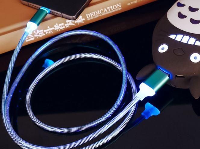 CABLE CARGA Y DATOS CELULAR LUZ LED MICRO USB V8 1 METRO