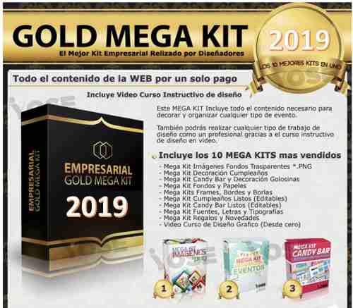 Mega Kit Imprimible Empresarial Gold +recuerditos Nuevo 2019