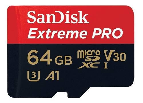 Microsd Sandisk Extreme Pro 64gb V30 A1 U3 C10 4k 100mb/s