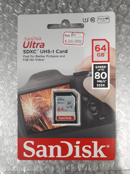 Tarjeta de Memoria Sandisk SD Clase 10 Ultra 64gb